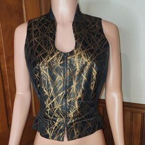 Georgiou Studio Bronze Metallic Zippered Vest Size 8 Vintage 90s